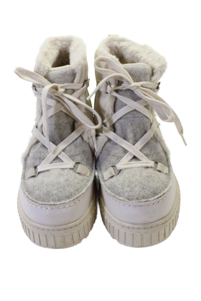 Sorel Womens Lace Up Wool Trim Suede Leather Winter Boots White Size 9