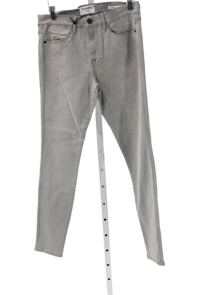 Frame Denim Unisex Skinny Jeans Gray High Rise Button Cotton Size 30