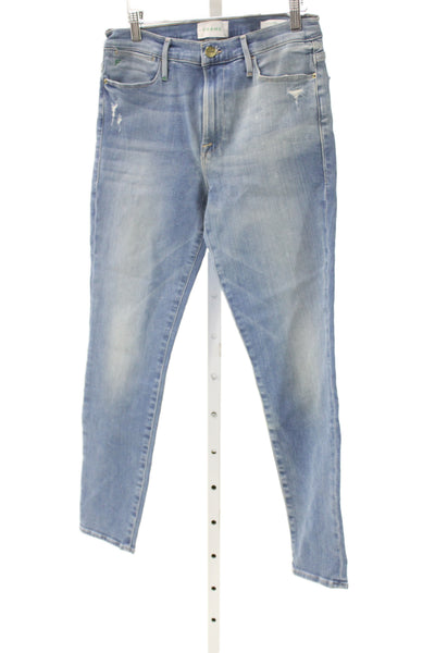 Frame Womens Skinny Ankle Jeans Blue Cotton Elastane Mid Rise Size 30