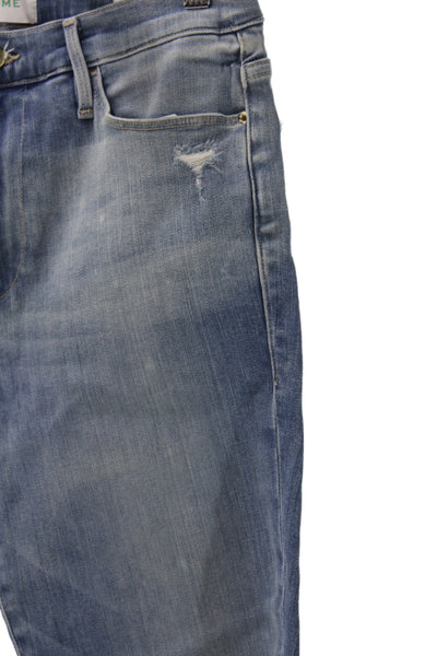 Frame Womens Skinny Ankle Jeans Blue Cotton Elastane Mid Rise Size 30