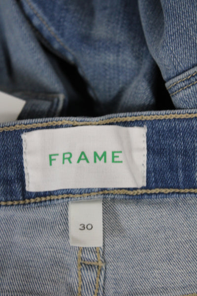 Frame Womens Skinny Ankle Jeans Blue Cotton Elastane Mid Rise Size 30