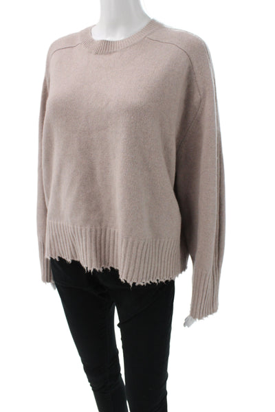 Allsaints Unisex Designer Pullover Sweater Beige Recycled Wool Crew Neck Size M