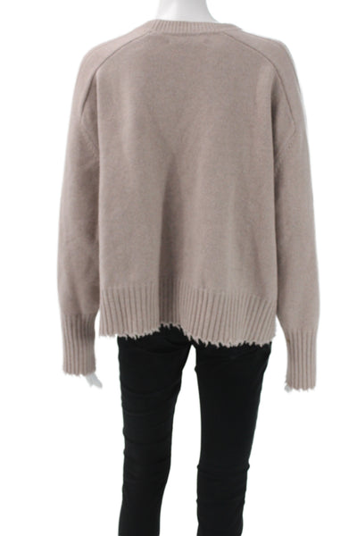 Allsaints Unisex Designer Pullover Sweater Beige Recycled Wool Crew Neck Size M