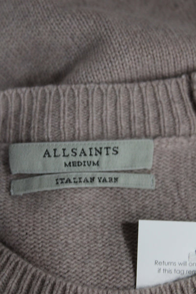 Allsaints Unisex Designer Pullover Sweater Beige Recycled Wool Crew Neck Size M