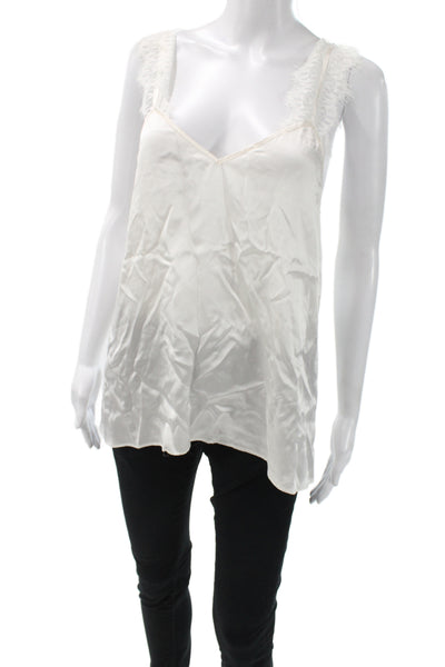 Cami NYC Womens White V-Neck Sleeveless Blouse Solid Size M