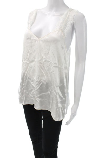 Cami NYC Womens White V-Neck Sleeveless Blouse Solid Size M