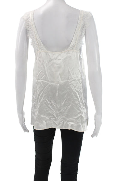 Cami NYC Womens White V-Neck Sleeveless Blouse Solid Size M