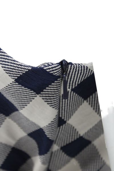 Whistles Women Overall Dress Blue Check Square Neck Sleeveless Size 8