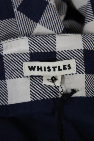 Whistles Women Overall Dress Blue Check Square Neck Sleeveless Size 8
