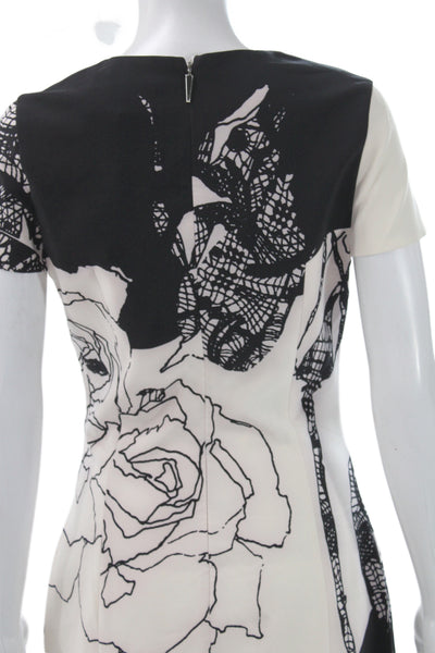 Prabal Gurung Womens Sheath Black Floral Mid Calf Dress Size 8