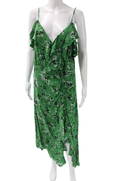 Veronica Beard Women Green Floral V Neck Slip Maxi Dress Size 6
