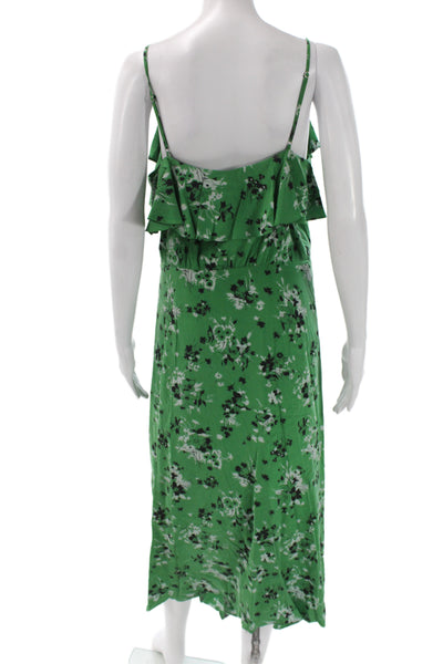 Veronica Beard Women Green Floral V Neck Slip Maxi Dress Size 6