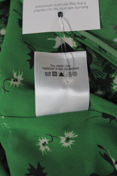 Veronica Beard Women Green Floral V Neck Slip Maxi Dress Size 6