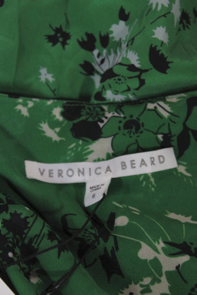 Veronica Beard Women Green Floral V Neck Slip Maxi Dress Size 6