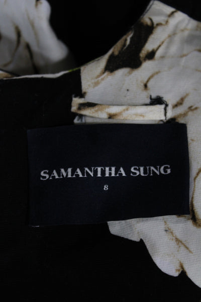 Samantha Sung Women Jacket Dress Black Floral Mid-Calf Sleeveless Size 8