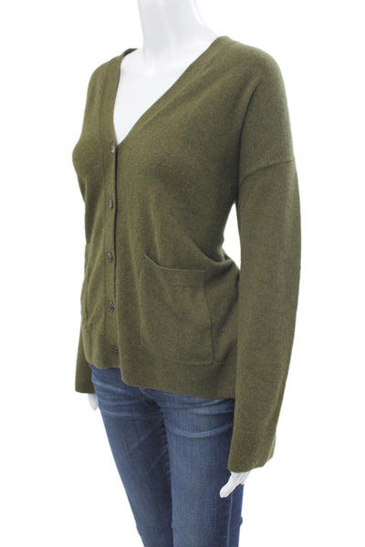 Naadam Unisex Cardigan 100% Cashmere Green V-Neck Button Long Sleeve Size S