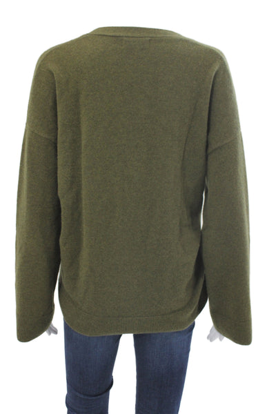 Naadam Unisex Cardigan 100% Cashmere Green V-Neck Button Long Sleeve Size S