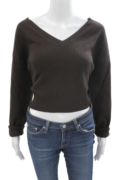 J Crew Unisex Brown V Neck 100% Cashmere Pullover Sweater Long Sleeve Size M