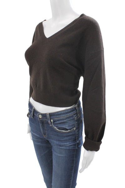 J Crew Unisex Brown V Neck 100% Cashmere Pullover Sweater Long Sleeve Size M