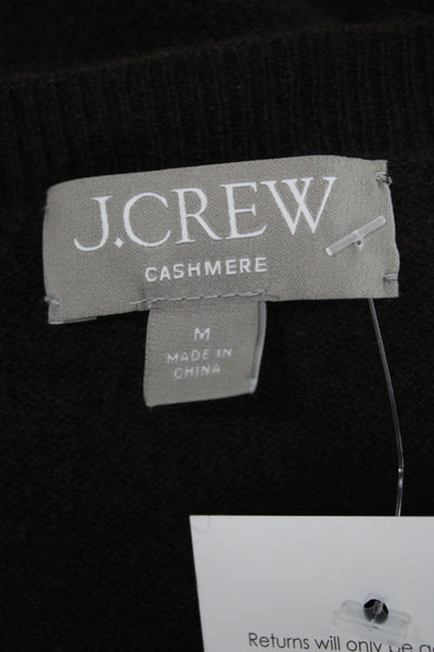 J Crew Unisex Brown V Neck 100% Cashmere Pullover Sweater Long Sleeve Size M
