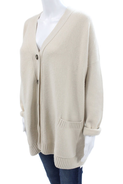 Zara Unisex Cardigan Beige Cashmere V Neck Button Long Sleeve Size S