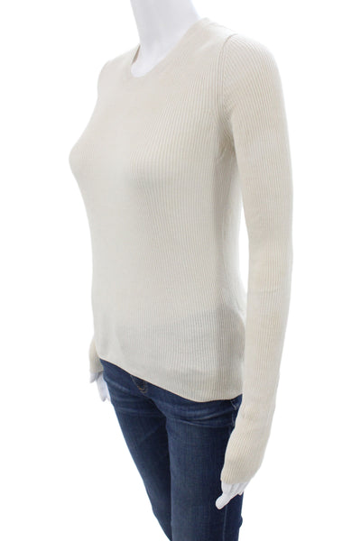 Enza Costa Unisex Beige Pullover Sweater Crew Neck Long Sleeve Size S