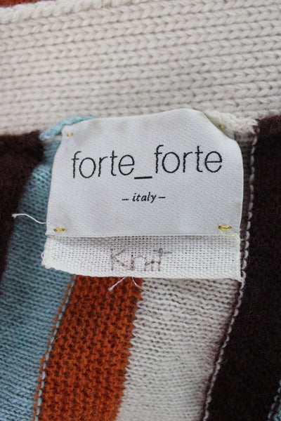 Forte_Forte Unisex Beige Striped V-Neck Cardigan Long Sleeve Size 0