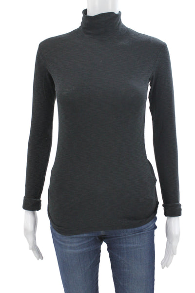 Rag & Bone Women Basic Dark Gray Turtleneck Long Sleeve Top Petite Size 2XS