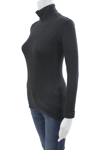 Rag & Bone Women Basic Dark Gray Turtleneck Long Sleeve Top Petite Size 2XS