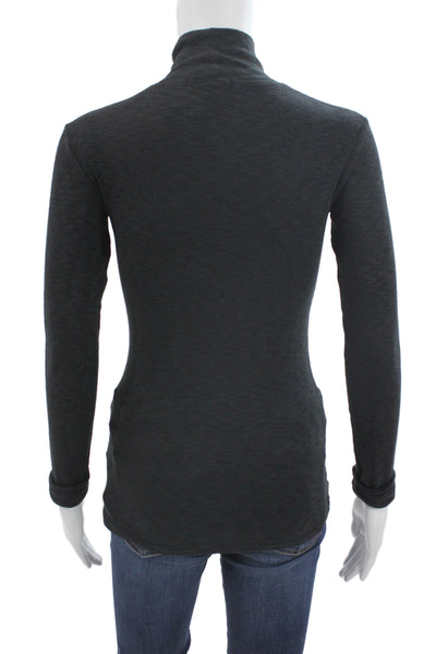 Rag & Bone Women Basic Dark Gray Turtleneck Long Sleeve Top Petite Size 2XS