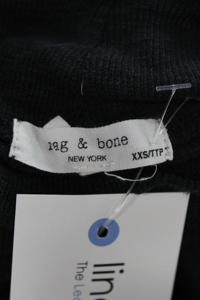 Rag & Bone Women Basic Dark Gray Turtleneck Long Sleeve Top Petite Size 2XS