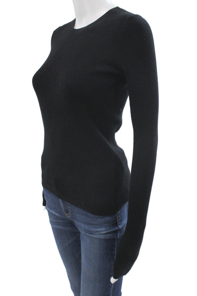 Enza Costa Womens Pullover Sweater Black 67% Viscose 33% Silk Crew Neck Size S
