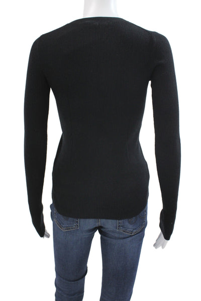 Enza Costa Womens Pullover Sweater Black 67% Viscose 33% Silk Crew Neck Size S