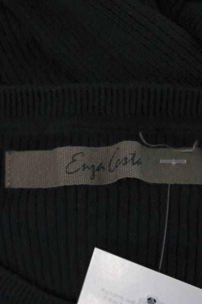Enza Costa Womens Pullover Sweater Black 67% Viscose 33% Silk Crew Neck Size S