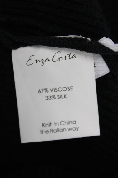 Enza Costa Womens Pullover Sweater Black 67% Viscose 33% Silk Crew Neck Size S
