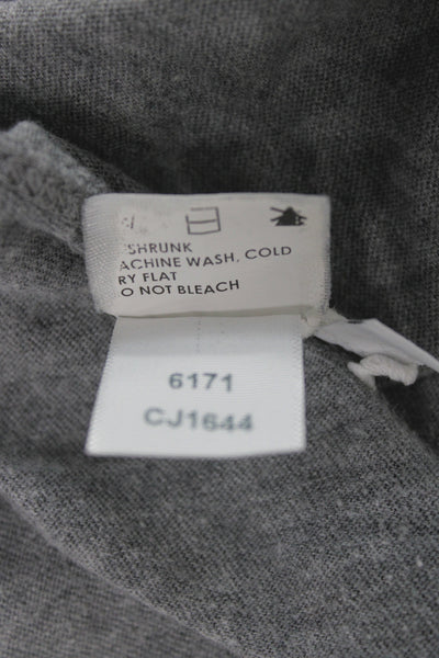 Enza Costa Women Basic Gray V Neck Long Sleeve Cotton Polyester Top Size S