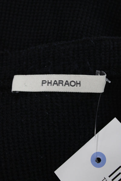 Pharaoh Women Black Grunge Basic Button-Up Long Sleeve Crew Neck Top Size S