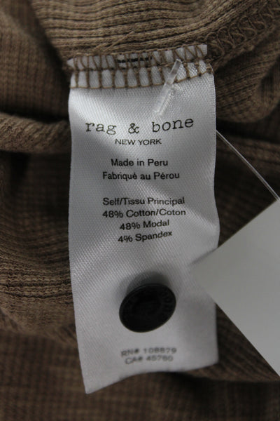Rag & Bone Women Basic Jersey Button-Up Brown Long Sleeve Round Neck Size XS