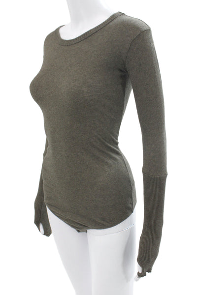 Enza Costa Womens Gray Long Sleeve Round Neck Blouse Size S