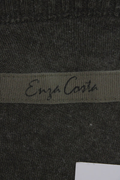 Enza Costa Womens Gray Long Sleeve Round Neck Blouse Size S