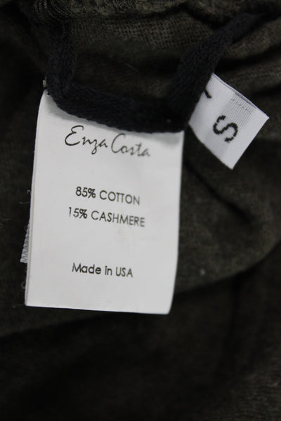 Enza Costa Womens Gray Long Sleeve Round Neck Blouse Size S