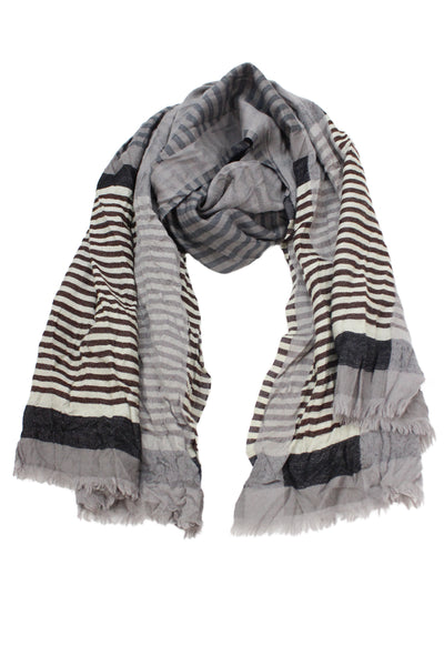 Yigal Azrouel Women's Fringe Edge Multicolor Striped Scarf Size 68" X 28"
