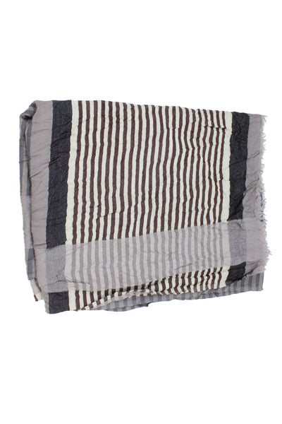 Yigal Azrouel Women's Fringe Edge Multicolor Striped Scarf Size 68" X 28"