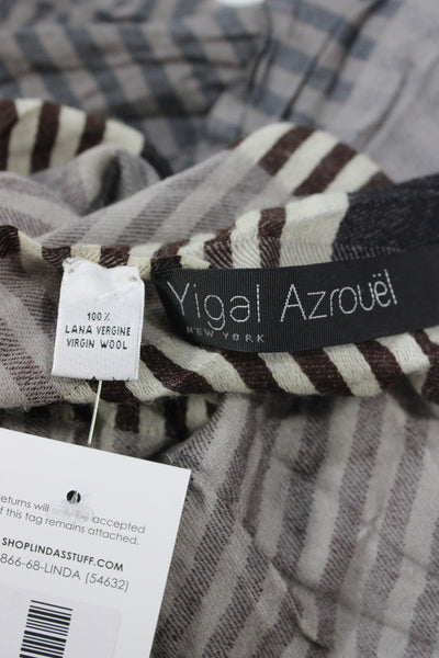 Yigal Azrouel Women's Fringe Edge Multicolor Striped Scarf Size 68" X 28"
