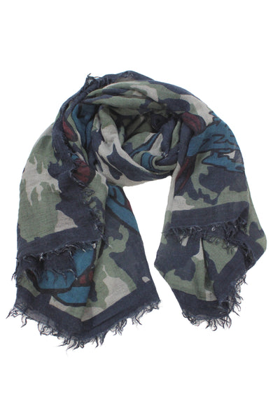 Zadig & Voltaire Women's Fringe Edge Camouflage Scarf Size 112" X 30"