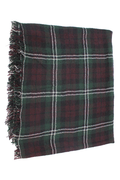Isabel Marant Women's Fringe Edge Multicolor Plaid Scarf Size 72" X 31"