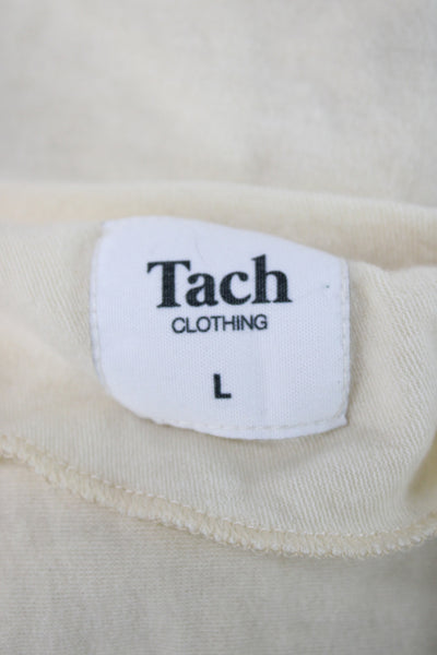 Tach Clothing Womens Cropped V-Neck Long Sleeve Blouse Boho Beige Size L
