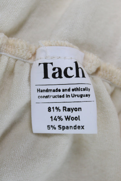 Tach Clothing Womens Cropped V-Neck Long Sleeve Blouse Boho Beige Size L
