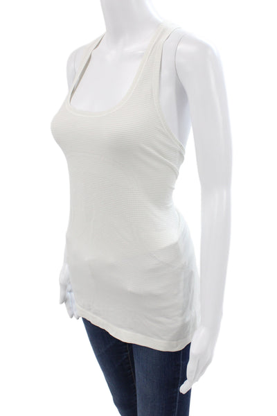 Lululemon Women White Nylon Square Neck Sleeveless Tank Size 10