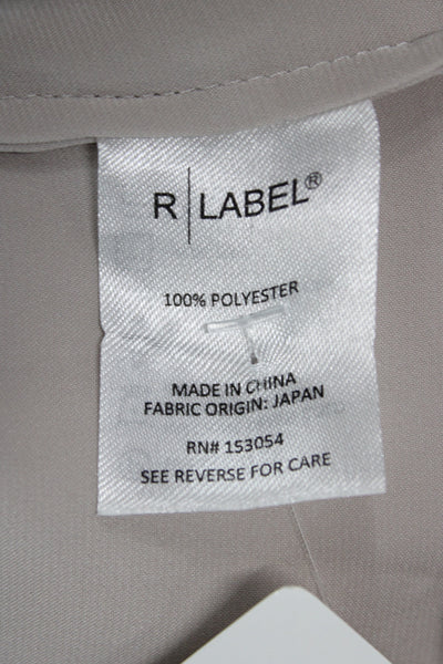 R Label Women Tunic V-Neck Sleeveless Beige Polyester Solid Size L